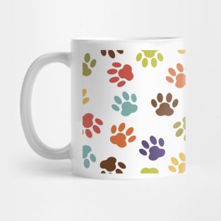 colourful dog paw prints Mug